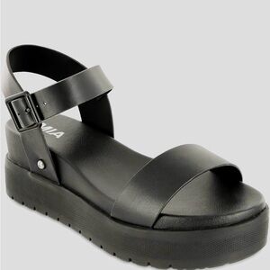 MIA Black Ankle Strap Platform Sandal